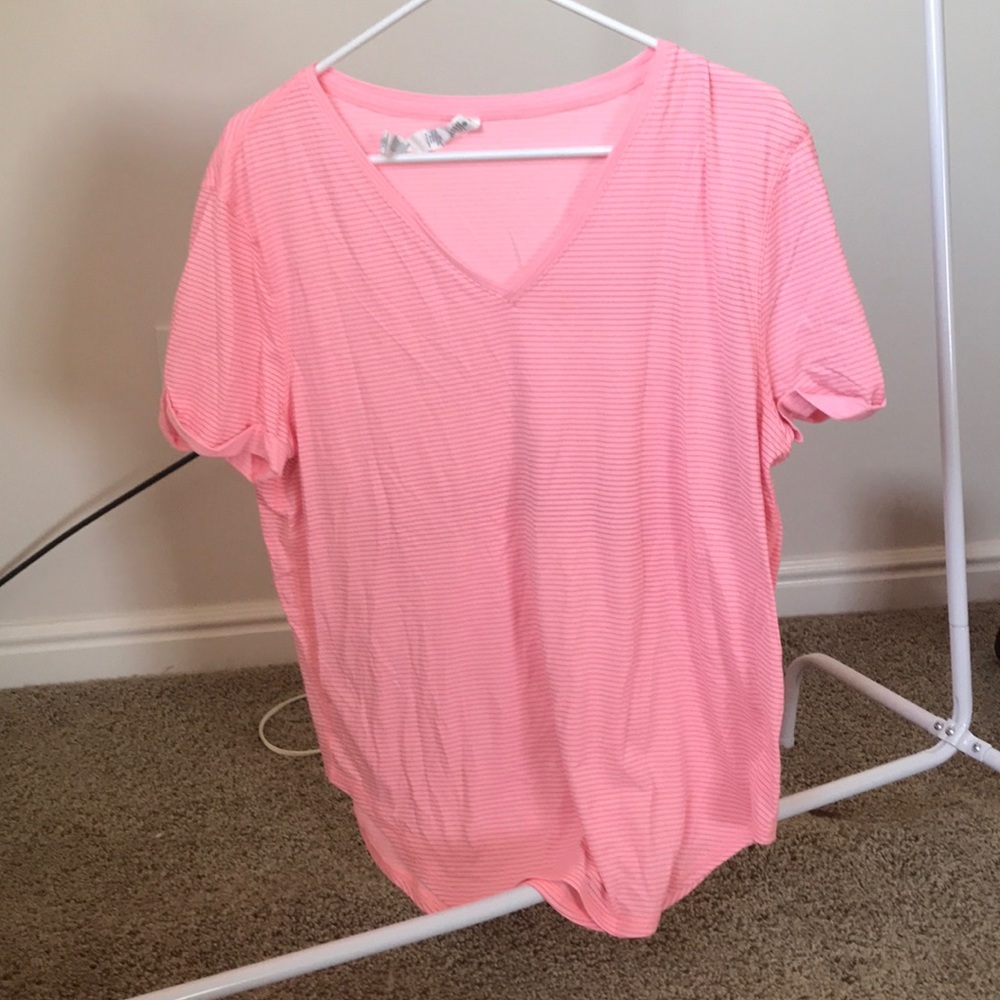 Lululemon shorts sleeve melon gray stripe shirt